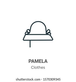 Pamela outline vector icon. Thin line black pamela icon, flat vector simple element illustration from editable clothes concept isolated on white background