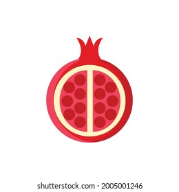 Pamogrenate fruit in flat vector illustration. Healthy organic and farm fresh super food. Supermarket and vegan restaurant decorative menu elements. Natural school lunch.