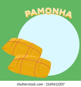 Pamonha, Brazilian sweet corn cake, sale poster, price tag or banner