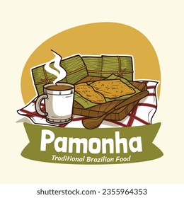 Pamonha. pamonha food. pamonha food illustration. traditional Brazilian food. Cartoon Vector illustration. Brazilian food. hand drawn pamonha illustration. Festa junina foods.