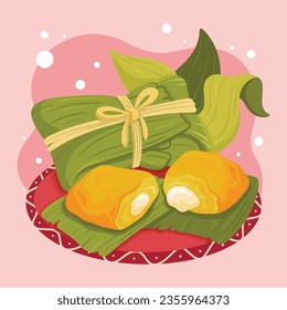 Pamonha. pamonha food. pamonha food illustration. traditional Brazilian food. Cartoon Vector illustration. Brazilian food. hand drawn pamonha illustration. Festa junina foods.