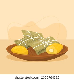 Pamonha. pamonha food. pamonha food illustration. traditional Brazilian food. Cartoon Vector illustration. Brazilian food. hand drawn pamonha illustration. Festa junina foods.