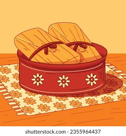 Pamonha. pamonha food. pamonha food illustration. traditional Brazilian food. Cartoon Vector illustration. Brazilian food. hand drawn pamonha illustration. Festa junina foods.