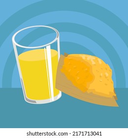 Pamonha with juice, sweet corn cake with orange juice 