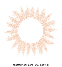 Pampas-Graskartenvorlage mit Kopienraum. Vektorgrafik. Silver golden Round Circle Button. Blumengras für Zierpflanzen. Vektorgrafik.