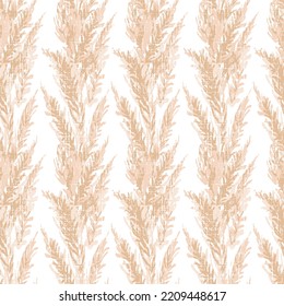 Pampas grass outdoor in light pastel colors. Dry reeds boho style.in grass stripe pattern