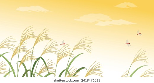 Pampas-Gras und roter Libellenhintergrund (2:1)