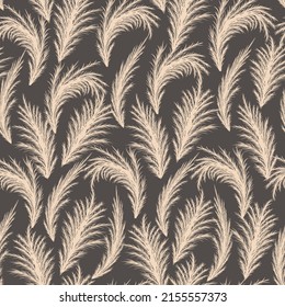 Pampas grass seamless pattern. Vector cortaderia in boho style. Autumn background. Trendy design for wedding, postcards, textile, wallpaper, fabric, wrapping paper.