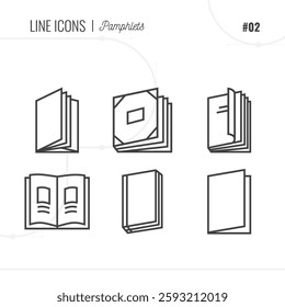 Pamphlet icons set. Books and catalogs signs for design. Vector elements clip art