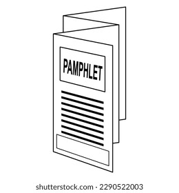 pamphlet outline vector illustration,isolated on white background,top view