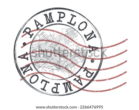Pamplona, Navarre, Spain Stamp Map Postal. Silhouette Seal Roads and Streets. Passport Round Design. Vector Icon. Design Retro Travel National Symbol.