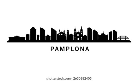 Pamplona Skyline with Spain Cityscape Silhouette.