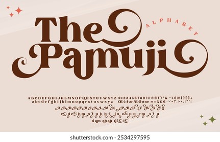 The Pamuji Serif, Cosmetic, Fashion Stylish Display Bold Font alphabet