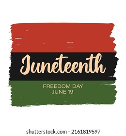 Pan African Red Black Green Flag Background. Simple Vector Greeting Card For Juneteenth Celebration On June 19.