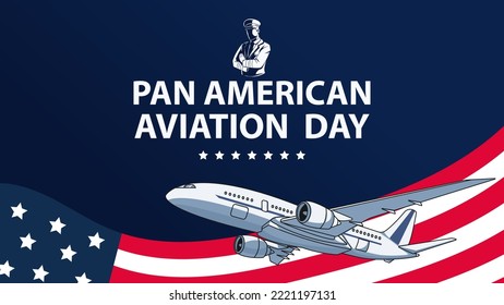 Pan American aviation day banner. Airplane vector