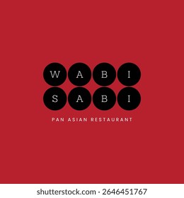 Logotipo Pan Asian Restaurant. Bar e bistrô Wabi Sabi. Sabi de soja.