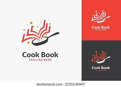 Pan and book for cook book logo design