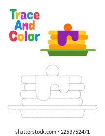 Pan Cake tracing worksheet for kids