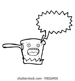 pan cartoon character on hob