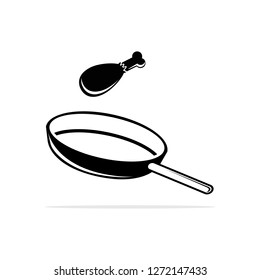 Pan and Chicken Drumstick Icon. Vector concept illustration for design.