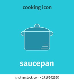 Pan colored icon. Vector, saucepan in blue. Flat.