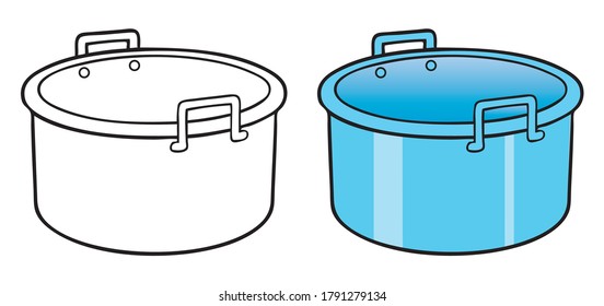 pan coloring illustration,isolated on white background for education,top view