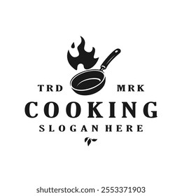 pan cook fire vintage logo vector template illustration