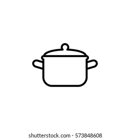 pan cooking black line icon on white background