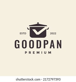 cocina de tambores con marca de verificación diseño de logotipo vector símbolo gráfico ilustración de icono idea creativa
