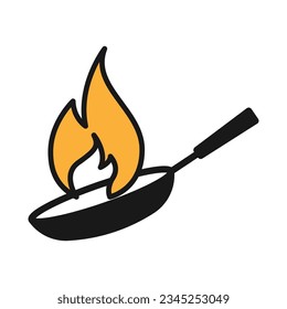 Pan cooking icon. Cooking hot food.
