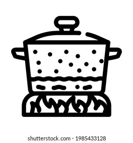Pfanne zum Kochen Linie Symbol Vektorgrafik. Pfanne für Kochzeichen. isoliertes Kontursymbol