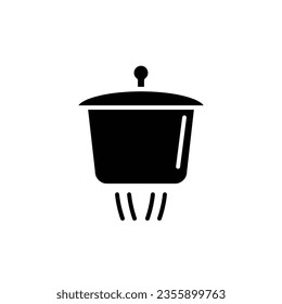 Pan with cover on gas stove icon, filed icon illustration on white background..eps