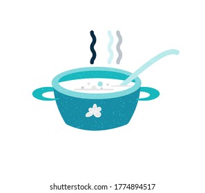 pan dinner hot soup simple stock vector illustration