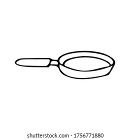 Icono Pan doodle. Cacerola de fideo en vector. Cuchara de fritura dibujada a mano en vector