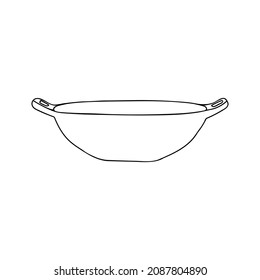 Pan doodle icon. Doodle frying pan in vector. Hand drawn frying pan in vector