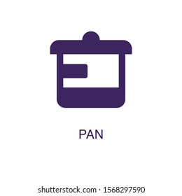 Pan element in flat simple style on white background. Pan icon, with text name concept template