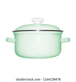 The pan is enameled in a vector on a white background.Pan photorealism.