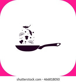 Pan with the falling food vector icon on white background.