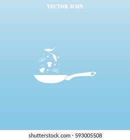 Pan with the falling food vector  icon.