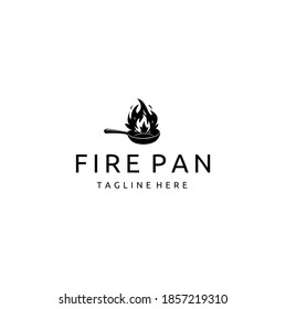 Pan With Fire, Wok Illustration, Vector Logo Design 