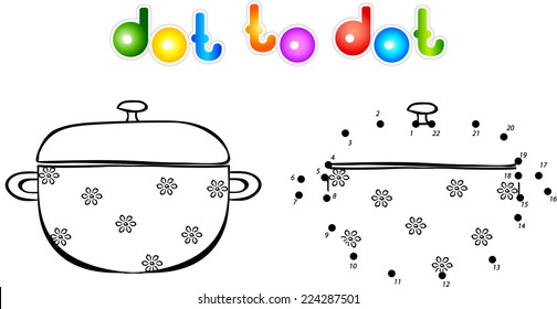 Pan first dot to dot coloring book. Vector illustration for children