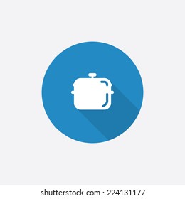 pan Flat Blue Simple Icon with long shadow, isolated on white background  