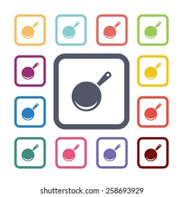 pan flat icons set. Open colorful buttons 