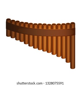 Pan flute 15 pipe isolated vector illustration