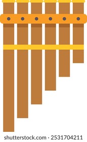 Pan flute color icon. Wooden ethnic instrument