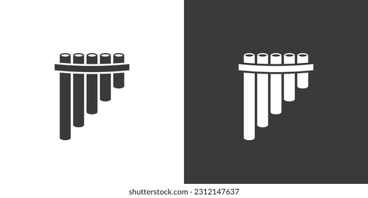 Pan flute flat web icon. Pan flute or panpipes logo design. Wind instrument simple syrinx sign silhouette icon with invert color. Pan flute solid black icon vector design. Musical instruments concept