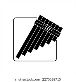 Pan Flute Icon, Closed Tube Musical Instrument, Panpipes, Syrinx Vector Art Illustration