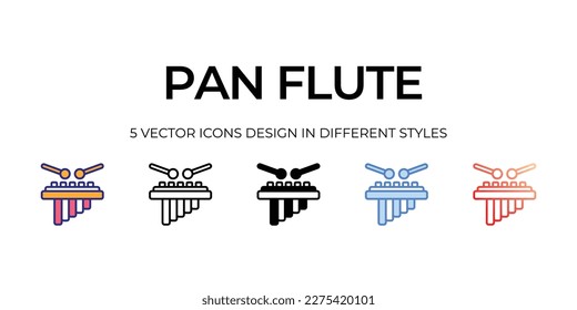 pan flute Icon Design in Five style with Editable Stroke. Line, Solid, Flat Line, Duo Tone Color, and Color Gradient Line. Suitable for Web Page, Mobile App, UI, UX and GUI design.