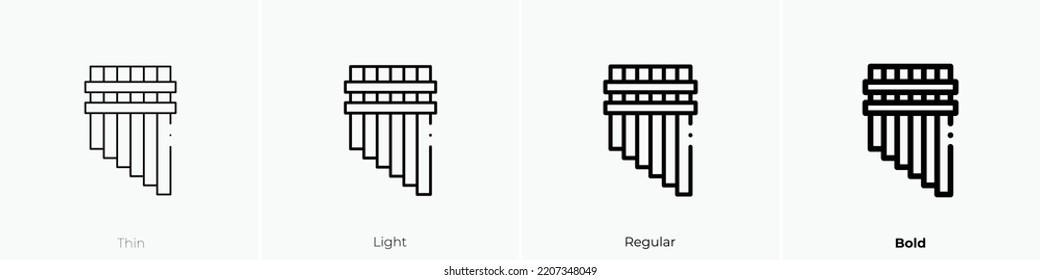 pan flute icon. Thin, Light Regular And Bold style design isolated on white background