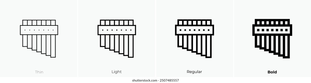 pan flute icon. Thin, Light Regular And Bold style design isolated on white background